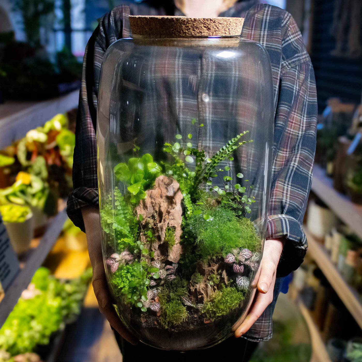 Elevate your indoor garden with our spacious terrarium glass.