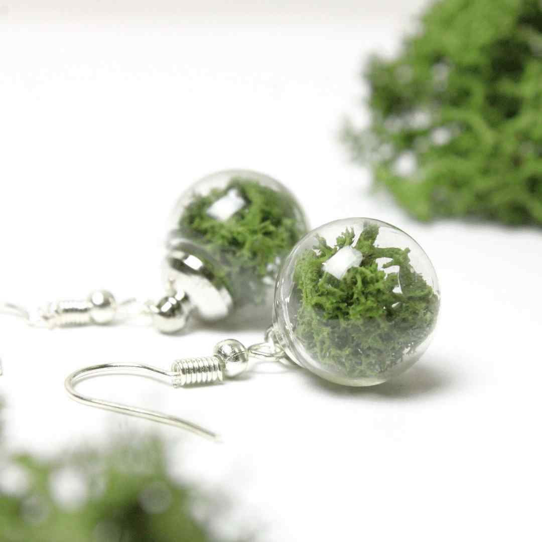 Forest green glass globe earrings